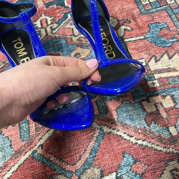 NWT TOM FORD Croc Iconic T 105 Sandal in cobalt size 36 / US 6 - Picture 9 of 13